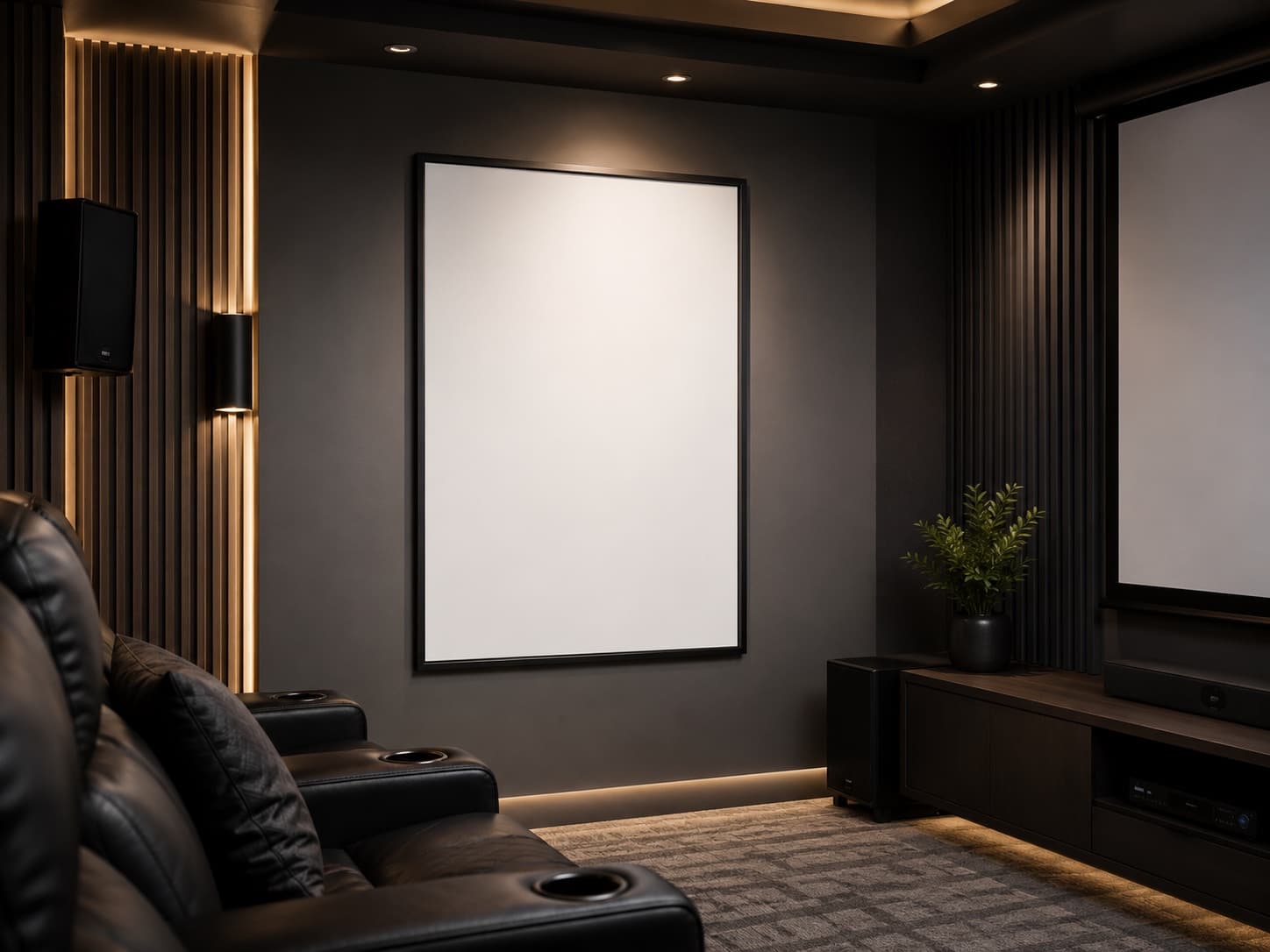 Your generated artwork shown in a dark home cinema